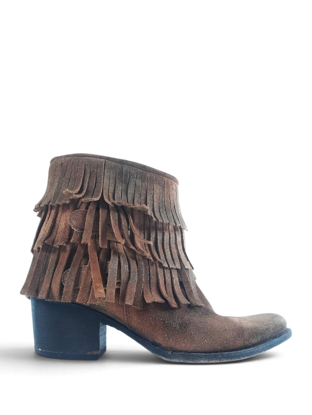 FREEBIRD Rubbed Suede Western Boots Broken In Fringe Distressed Rugged Gritty